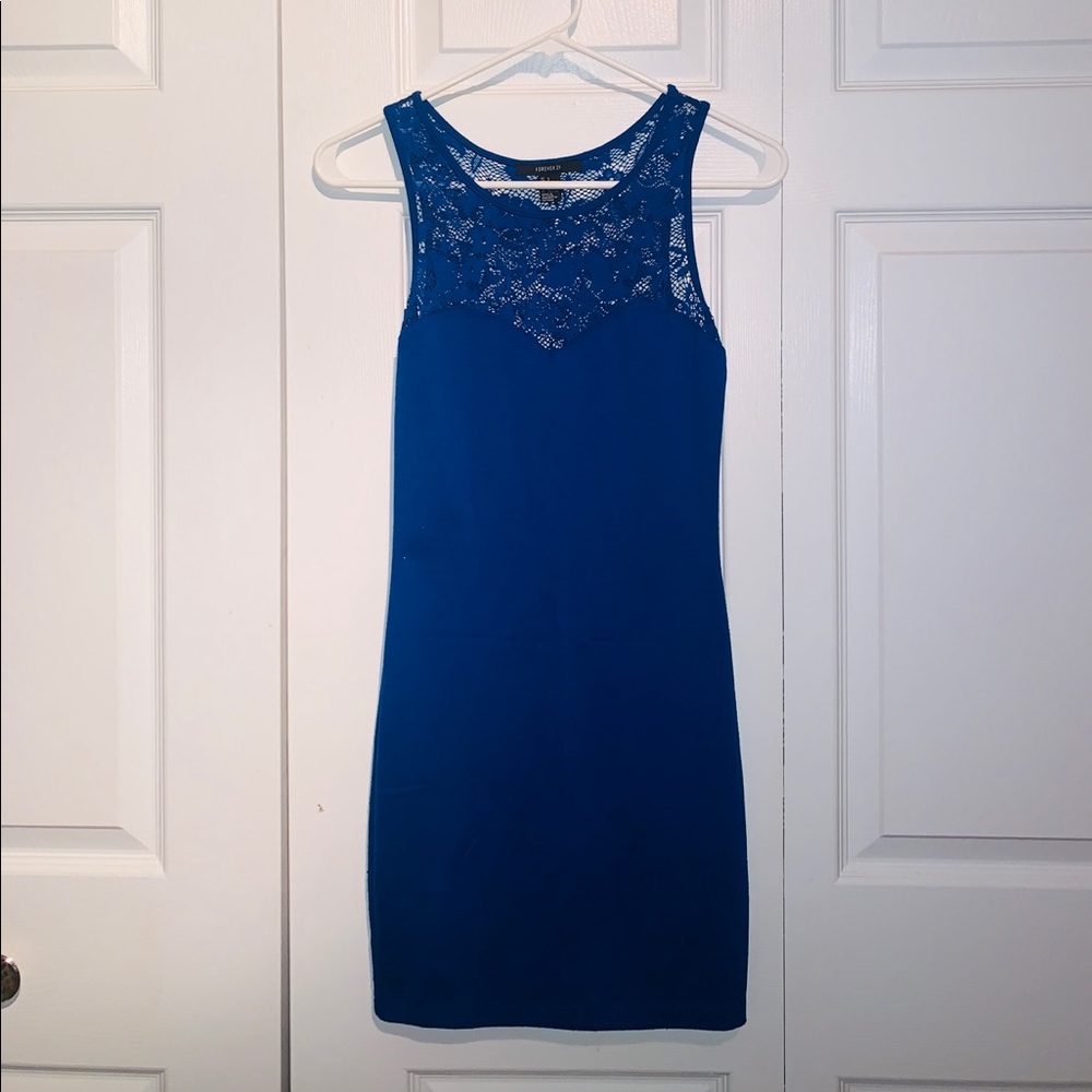 Blue Lace Bodycon Dress